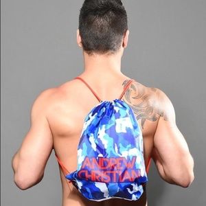 Andrew Christian Drawstring Backpack 16 x 13" NWOT store display Nylon